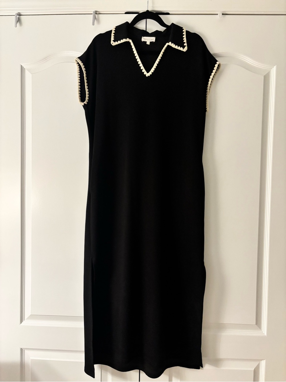 Entro Black Maxi Dress with Cream Trimmed Collar